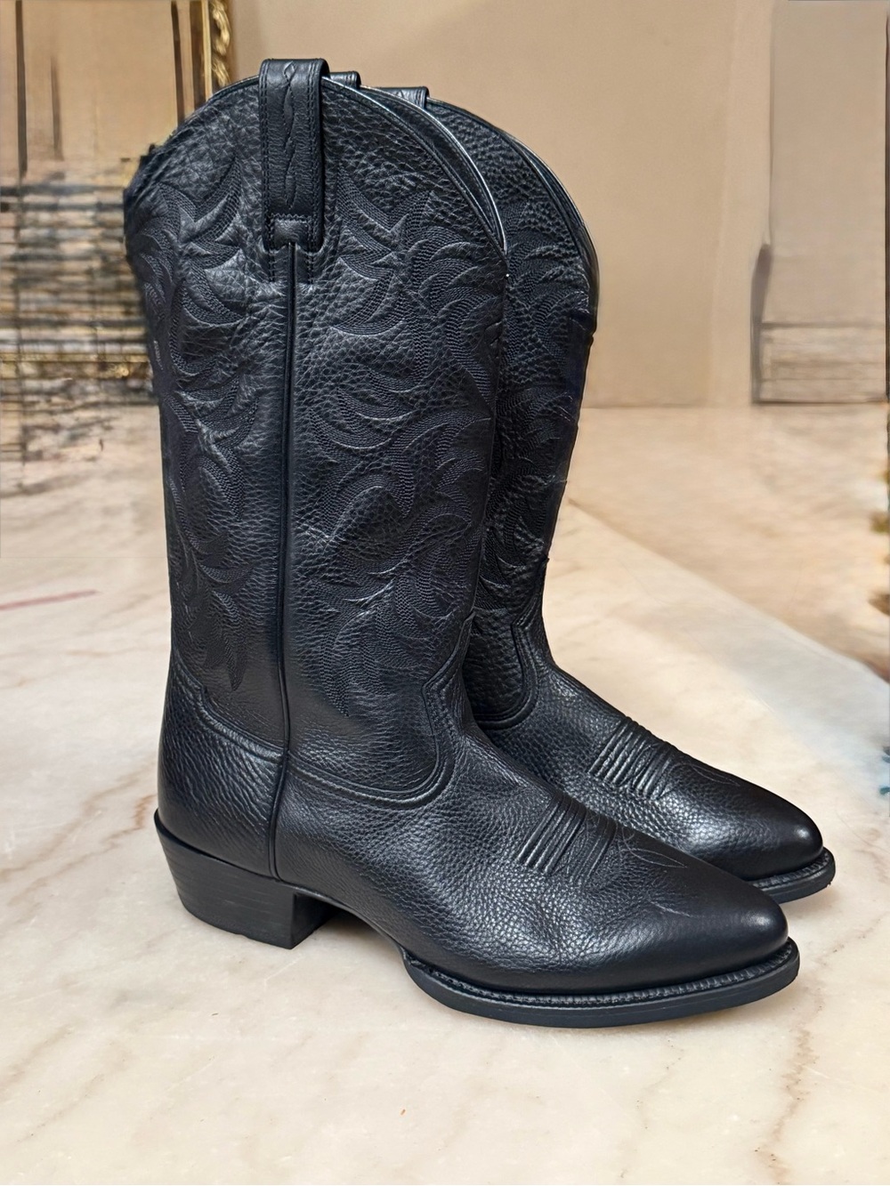 Ariat Black Embossed Leather Western Boots